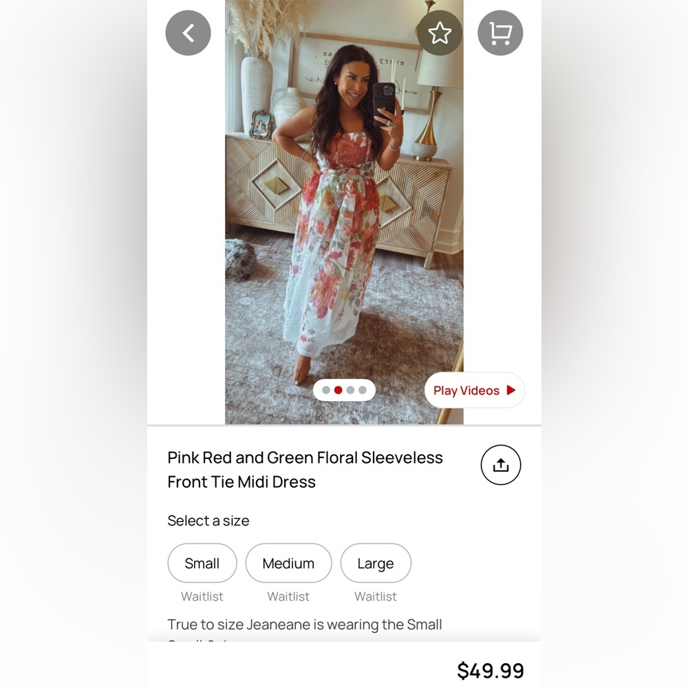 NWT Floral Sleeveless Front Tie Midi Dress